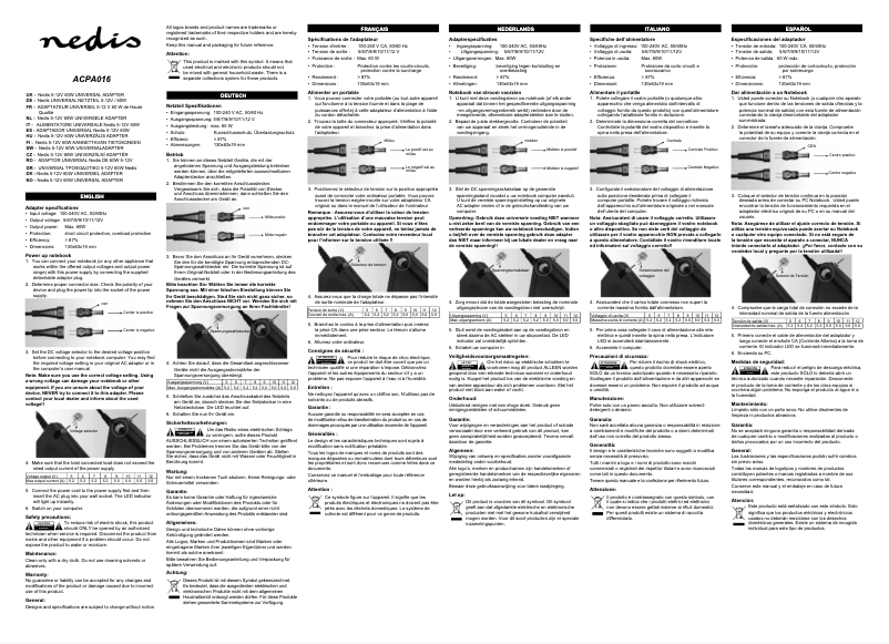 Page 1 de la notice Manuel utilisateur Nedis ACPA016