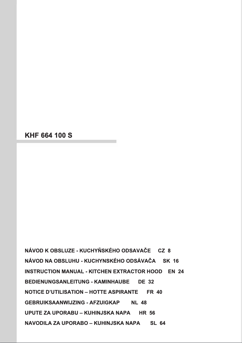 Page 1 de la notice Manuel utilisateur Amica KHF 664 100 S