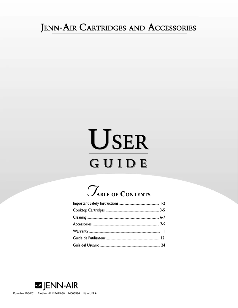 Page n°1 - Manuel d'utilisation et d'entretien JennAir JGA8100ADW