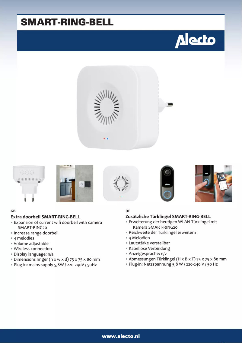 Page 1 de la notice Manuel utilisateur Alecto SMART-RING-BELL
