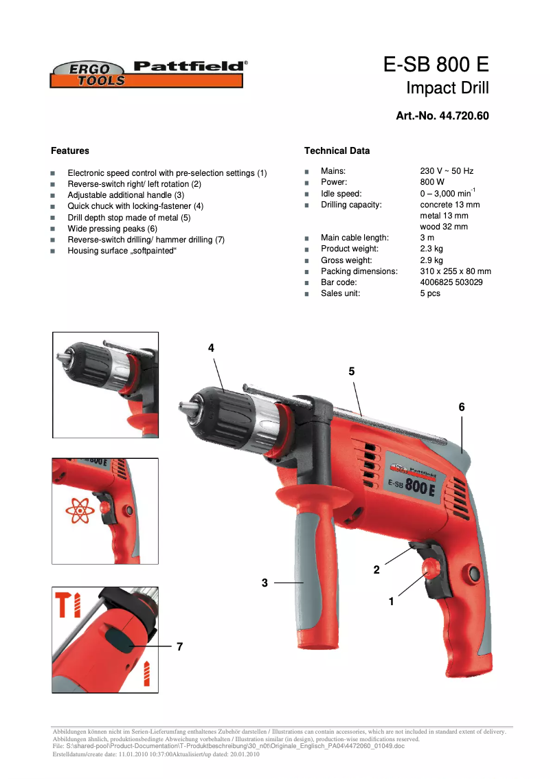Image de la première page du manuel de l'appareil E-SB 800 E