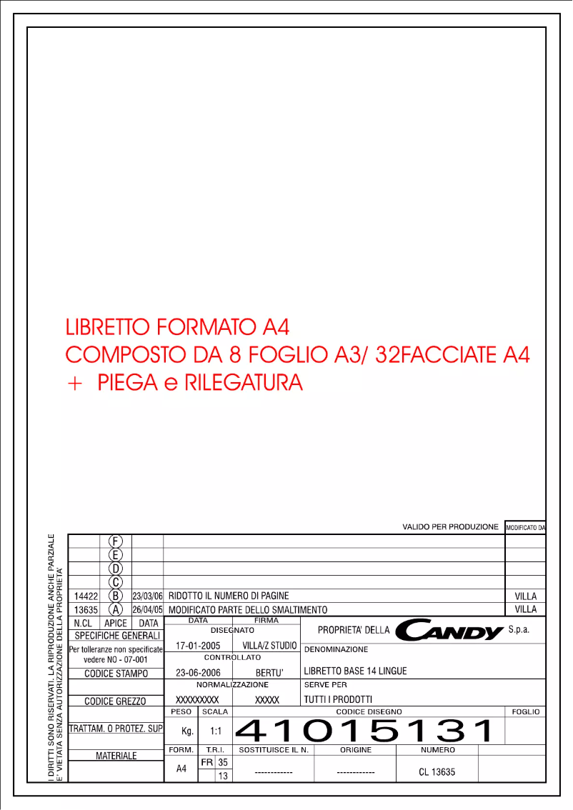 Page 1 de la notice Manuel utilisateur Candy FRCDNF4575