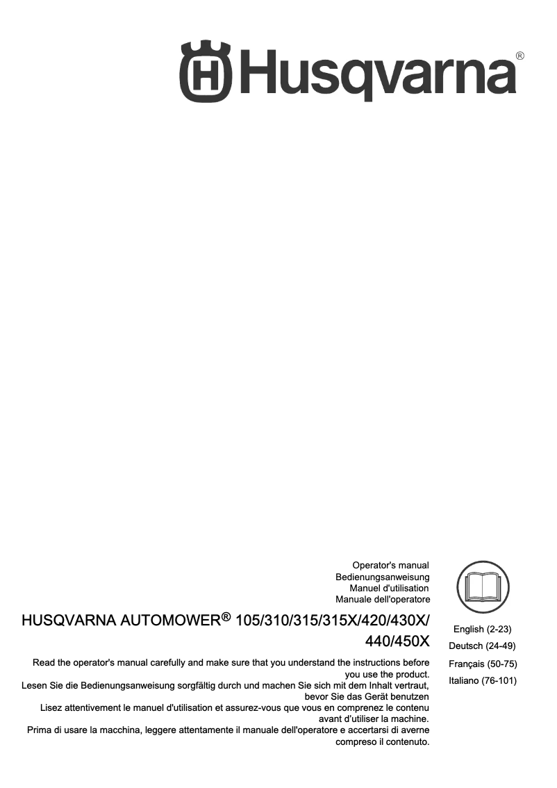 Page n°1 - Manuel utilisateur Husqvarna Automower 105