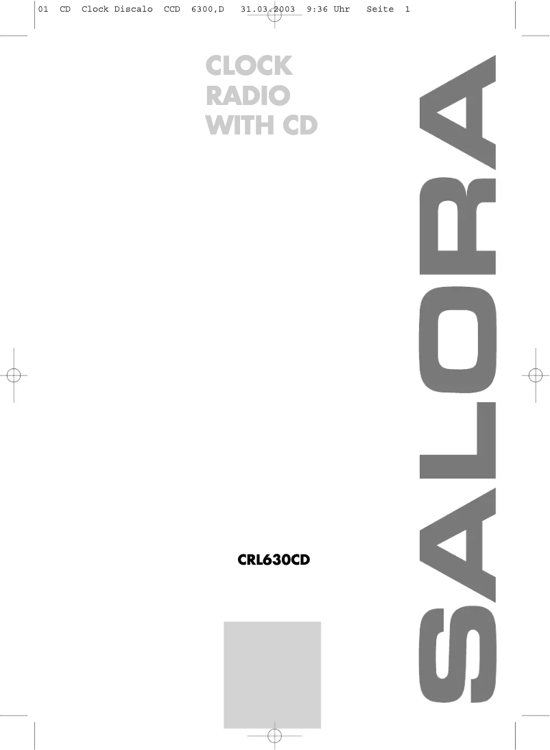 Page 1 de la notice Manuel utilisateur Salora CRL630CD