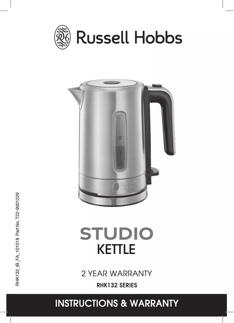 Page n°1 - Manuel utilisateur Russell Hobbs Studio RHK132