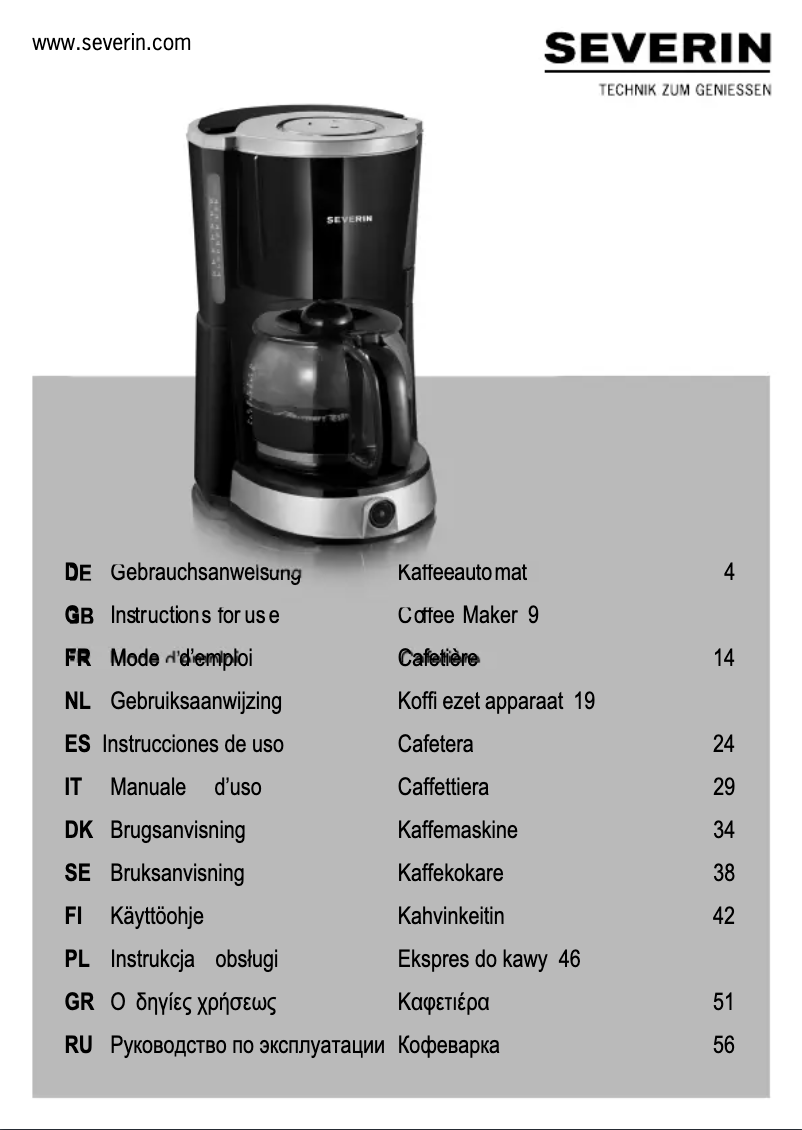 Page n°1 - Mode d'emploi Severin KA 9476