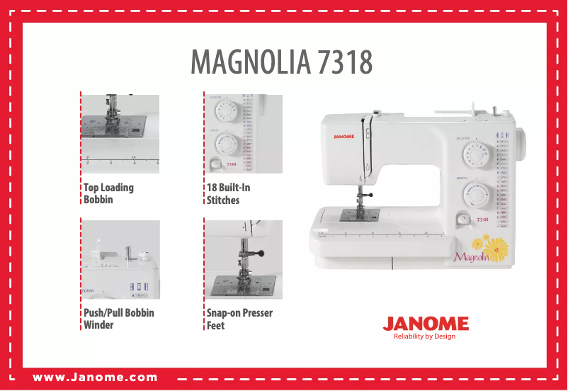 Page 1 de la notice Fiche technique Janome Magnolia 7318