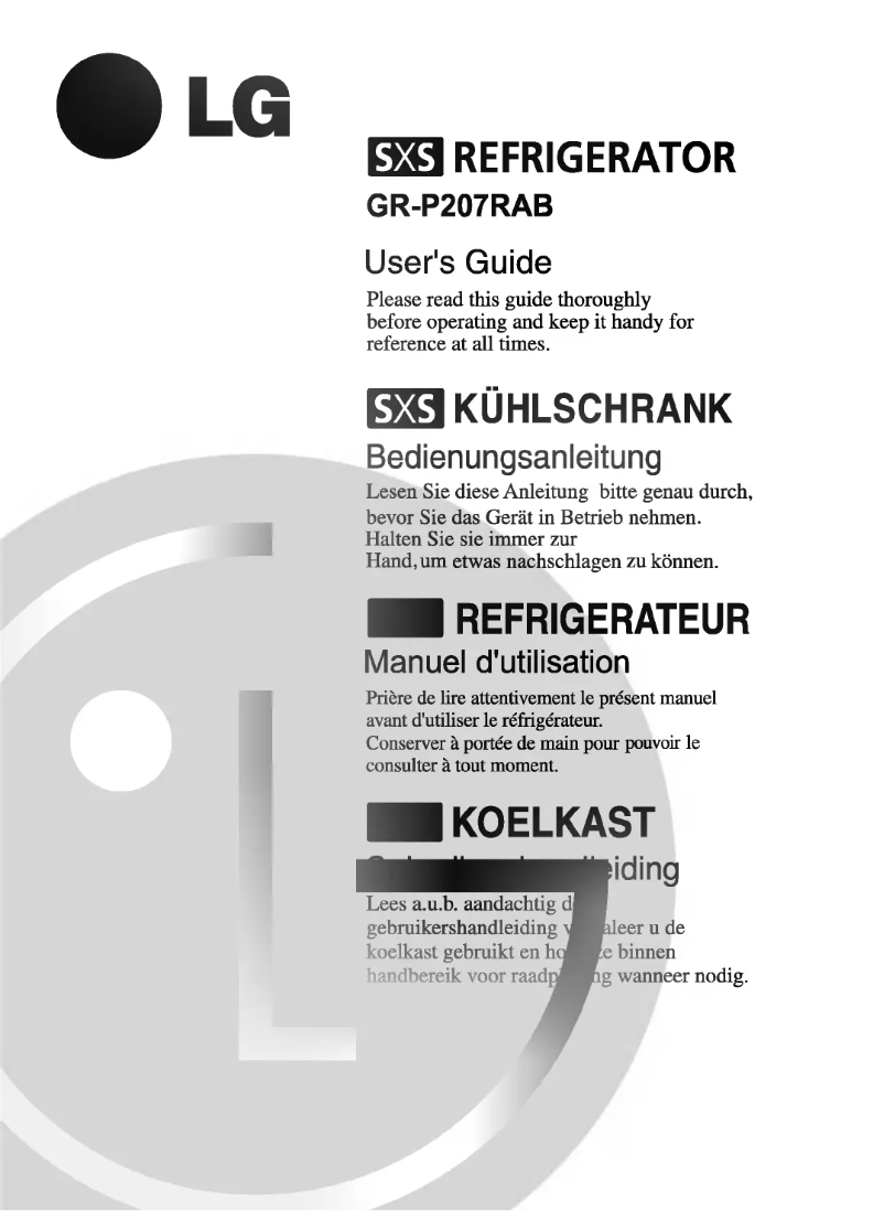 Page 1 de la notice Manuel utilisateur LG GR-L207DUZA