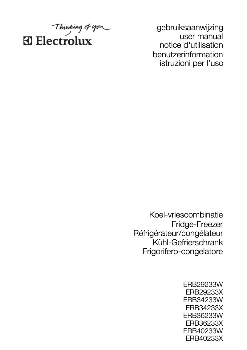 Page 1 de la notice Manuel utilisateur Electrolux ERB29233W