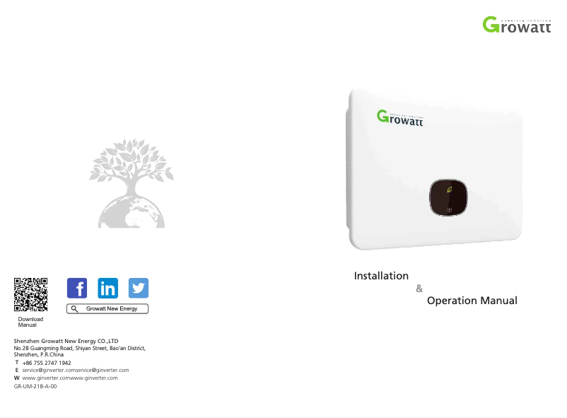 Page 1 de la notice Manuel utilisateur Growatt MID 20KTL3-X