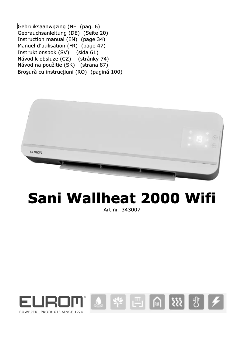 Page n°1 - Manuel utilisateur Eurom Sani Wallheat 2000 Wifi