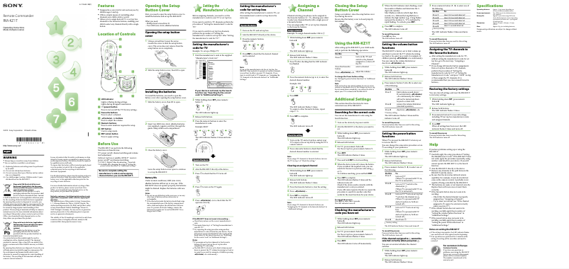 Image de la première page du manuel de l'appareil RM-KZ1T