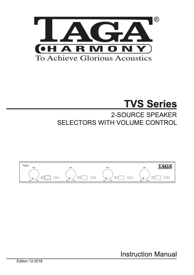 Page 1 de la notice Manuel utilisateur Taga Harmony TVS-4