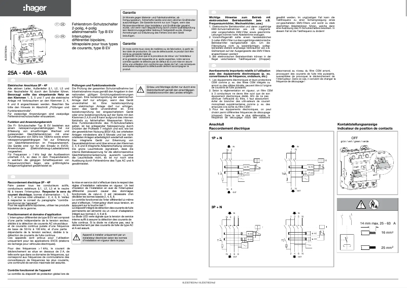 Page n°1 - Instructions / montage Hager CD763EV