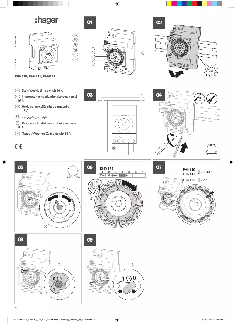 Page 1 de la notice Manuel utilisateur Hager EHN111