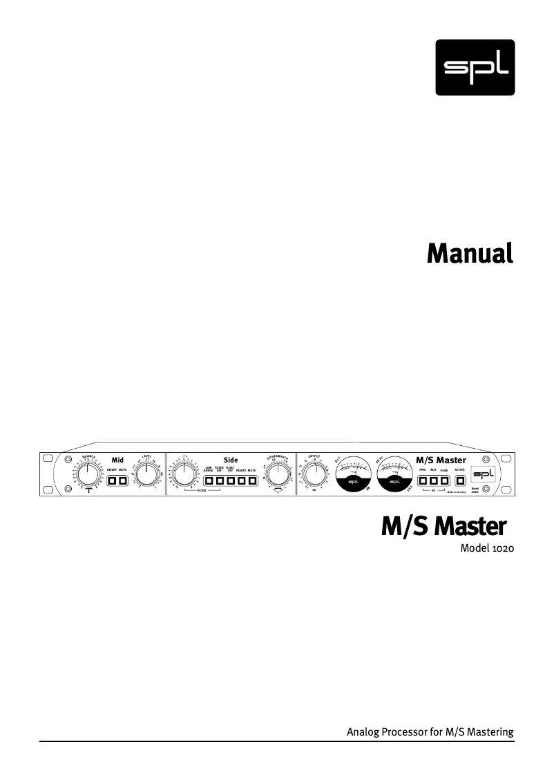 Page 1 de la notice Manuel utilisateur SPL M/S Master