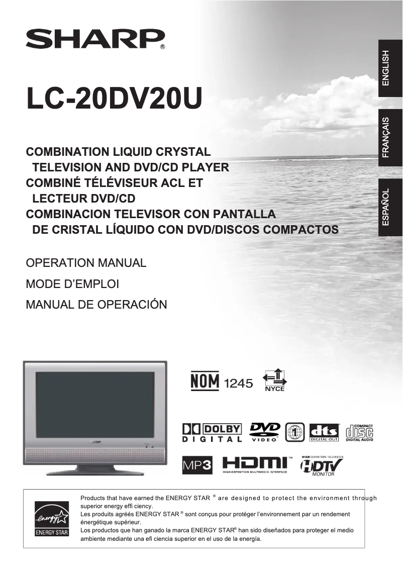 Page n°1 - Manuel utilisateur Sharp LC-20DV20U