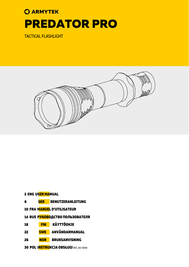 Page 1 de la notice Manuel utilisateur ArmyTek Predator Pro