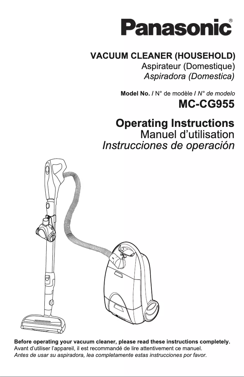 Page 1 de la notice Manuel utilisateur Panasonic MC-CG955