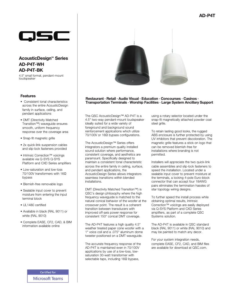 Image de la première page du manuel de l'appareil AcousticDesign AD-P4T