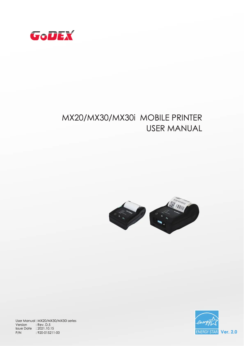 Page n°1 - Manuel utilisateur Godex MX30i