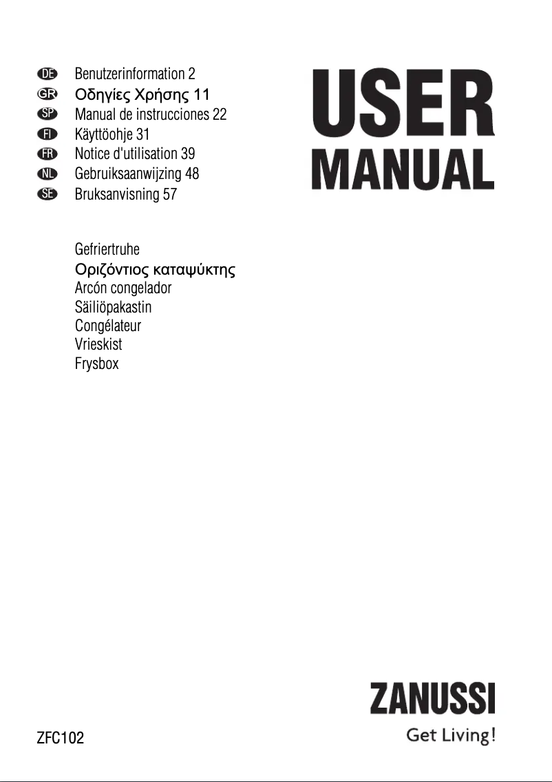 Page 1 de la notice Manuel utilisateur Zanussi ZFC 102