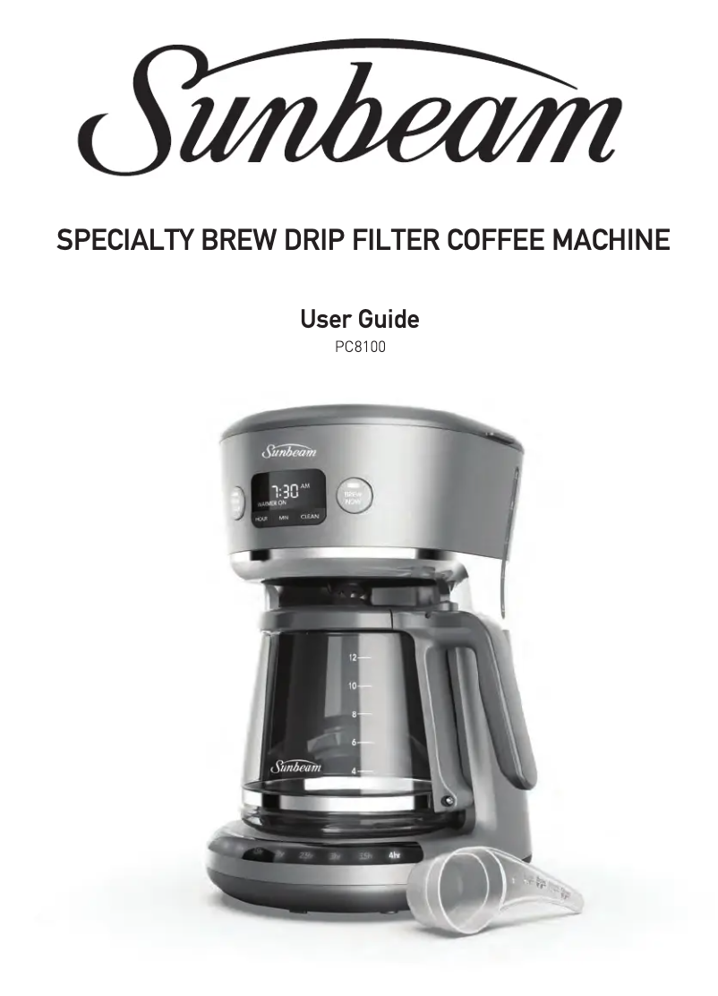 Page 1 de la notice Manuel utilisateur Sunbeam Specialty Brew Drip PC8100