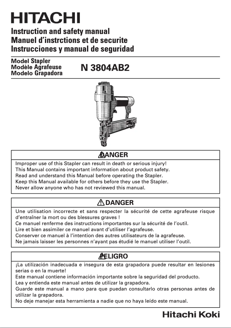 Page n°1 - Manuel utilisateur Hitachi N3804AB2
