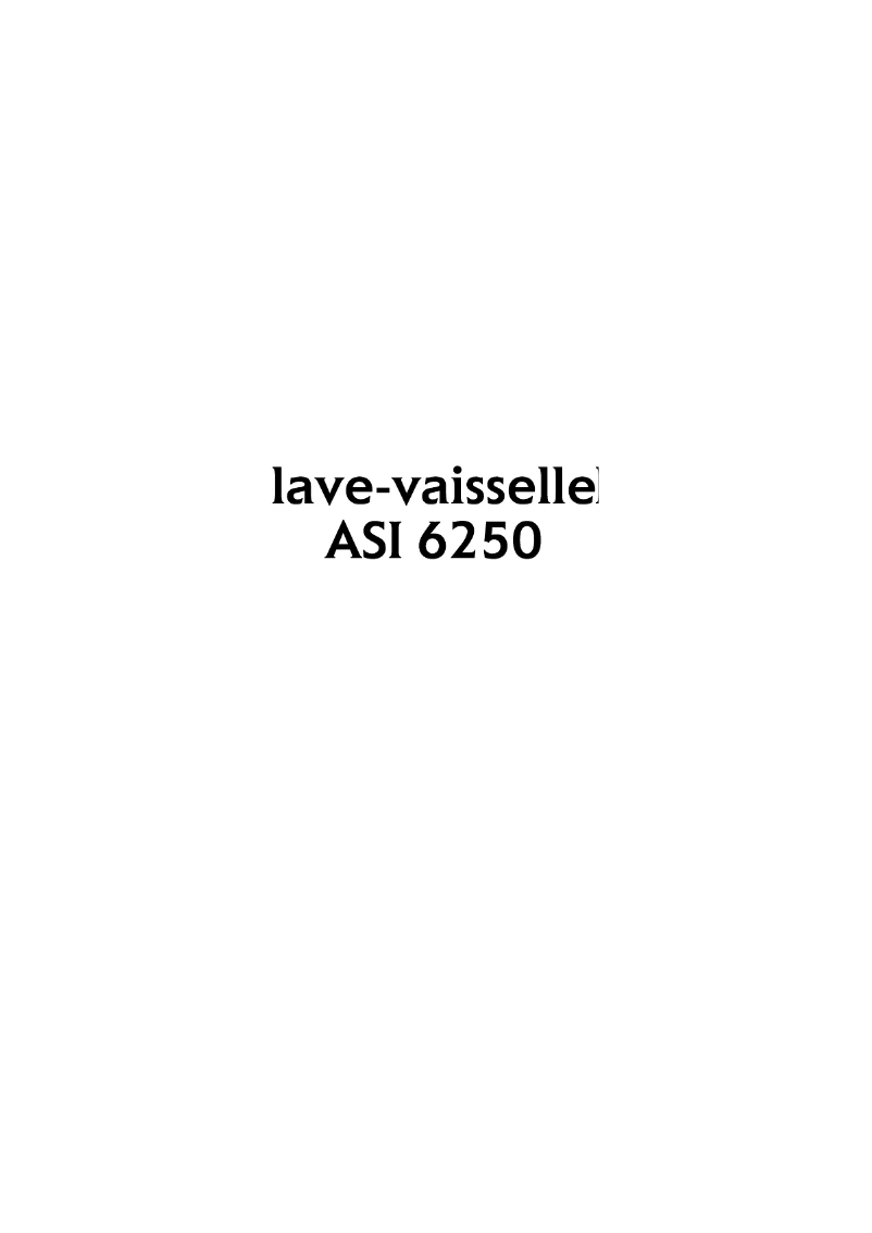 Image de la première page du manuel de l'appareil ASI 6250 ALU