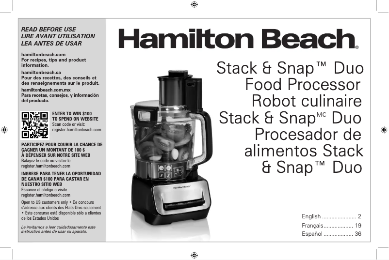 Page n°1 - Manuel utilisateur Hamilton Beach Stack & Snap 70585