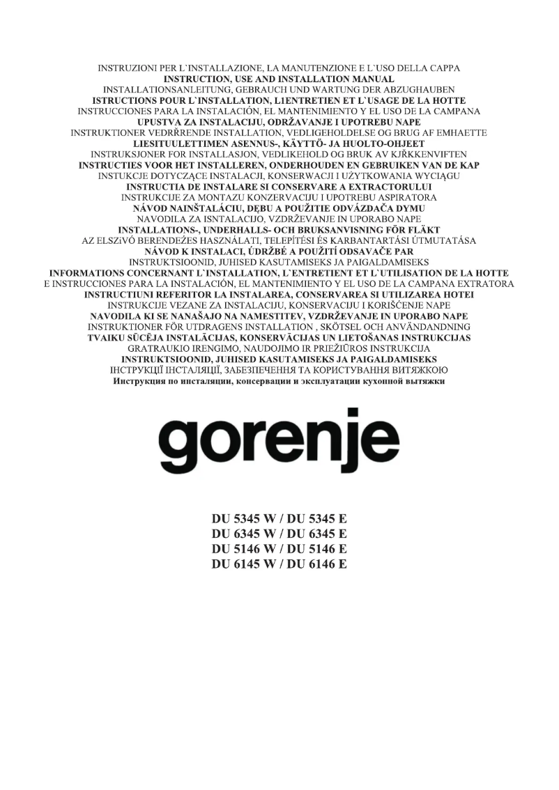 Page 1 de la notice Manuel utilisateur Gorenje DU5146W