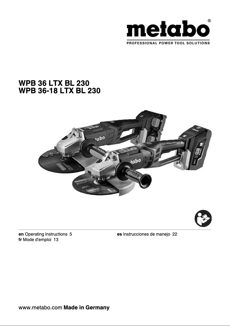 Page n°1 - Manuel utilisateur Metabo WPB 36 LTX BL 230