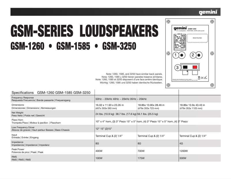 Page 1 de la notice Manuel utilisateur Gemini CDM-3250