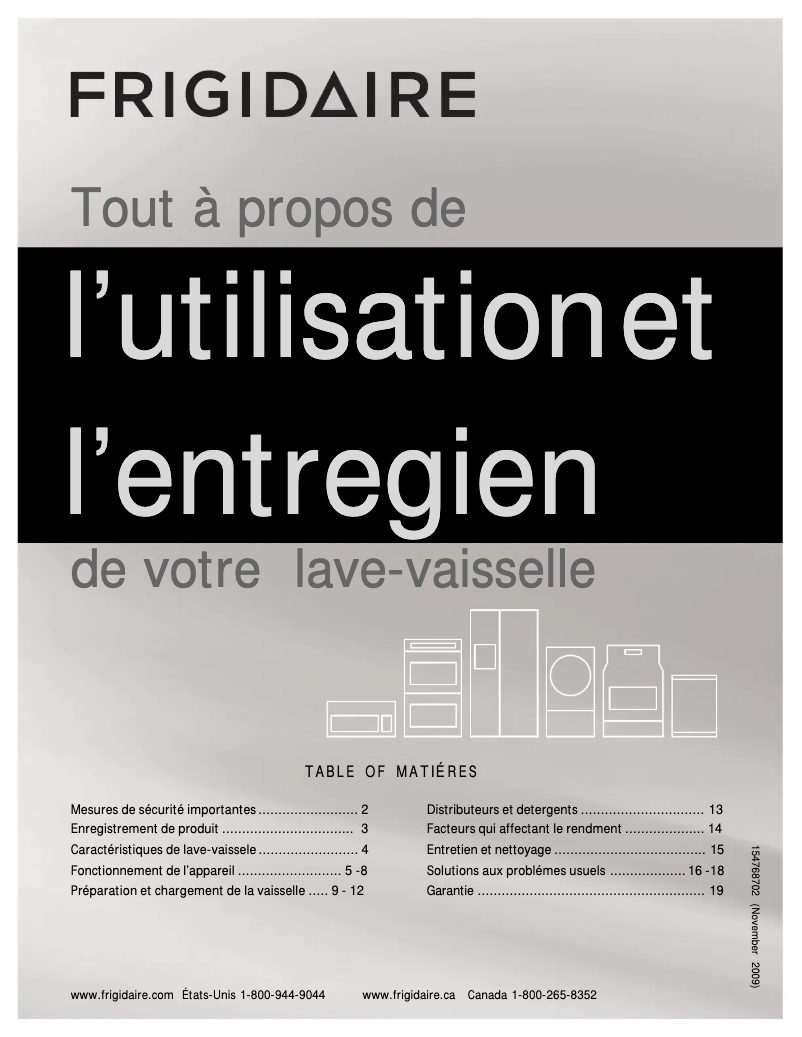 Page n°1 - Manuel utilisateur Frigidaire FGHD2461KW
