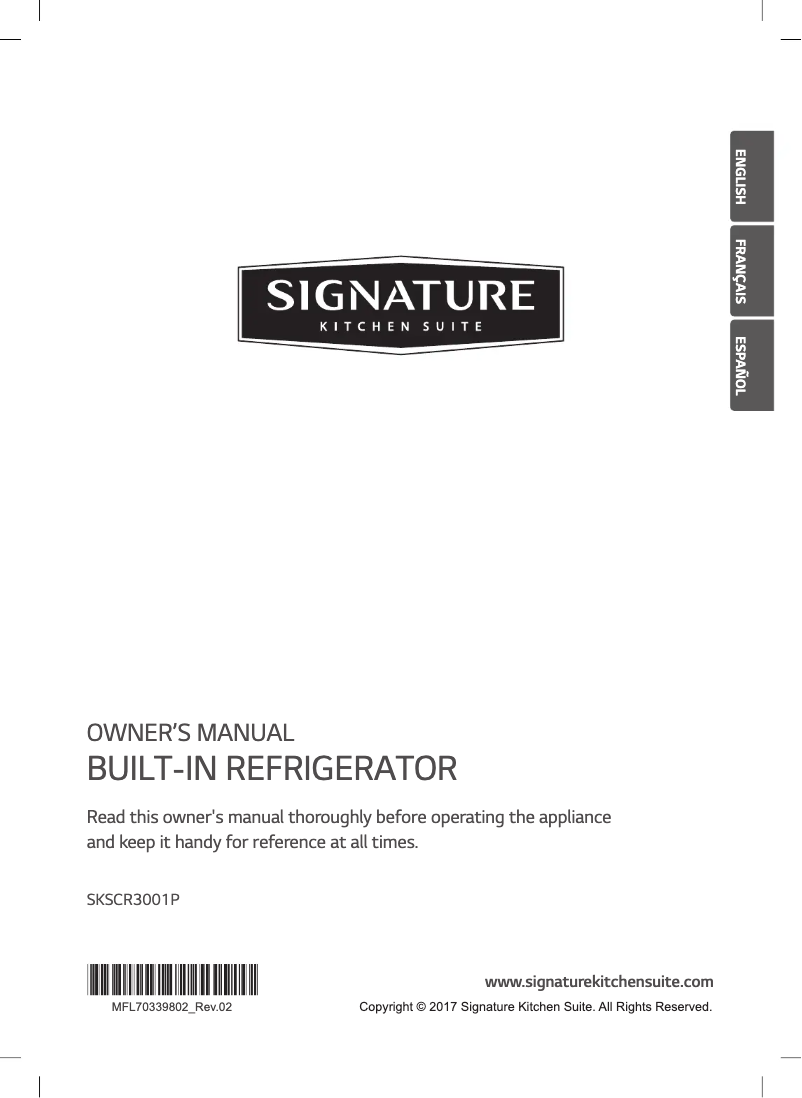 Page 1 de la notice Manuel utilisateur LG SKSPK305CS
