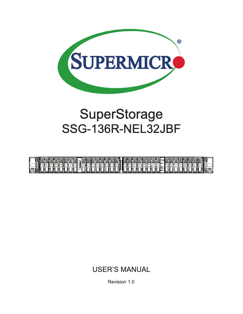 Image de la première page du manuel de l'appareil SuperStorage SSG-136R-NEL32JBF