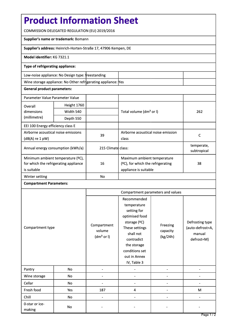 Image de la première page du manuel de l'appareil KG 7321.1