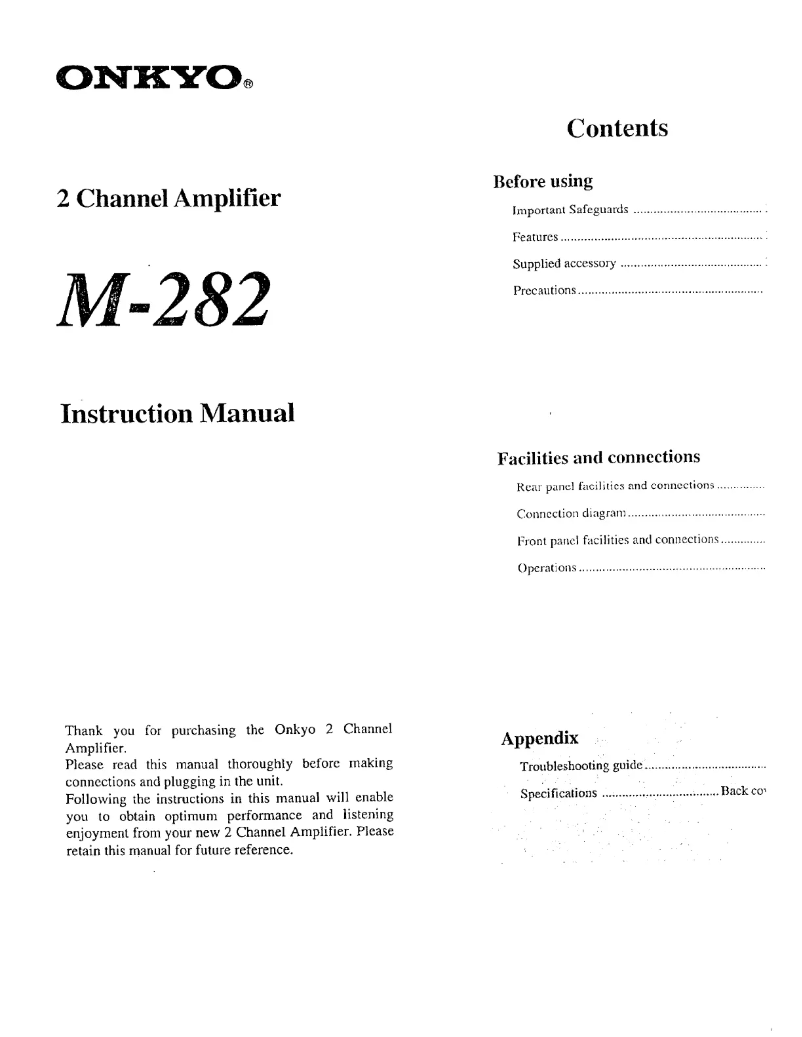 Image de la première page du manuel de l'appareil M-282