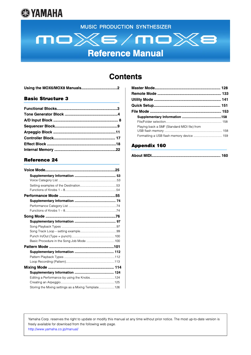 Page n°1 - Manuel utilisateur Yamaha MOX6