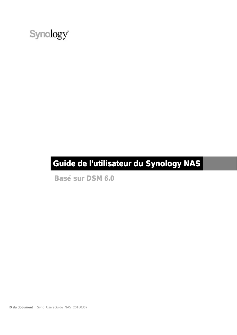 Page 1 de la notice Manuel utilisateur Synology DiskStation DS216+II