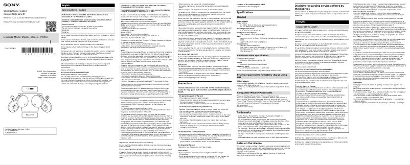 Page 1 de la notice Manuel utilisateur Sony WF-L900