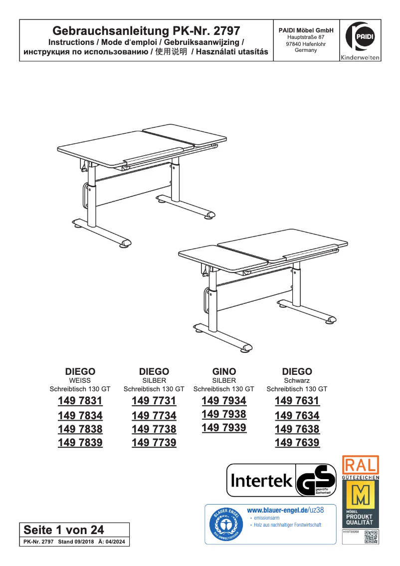 Page n°1 - Manuel utilisateur Paidi Diego