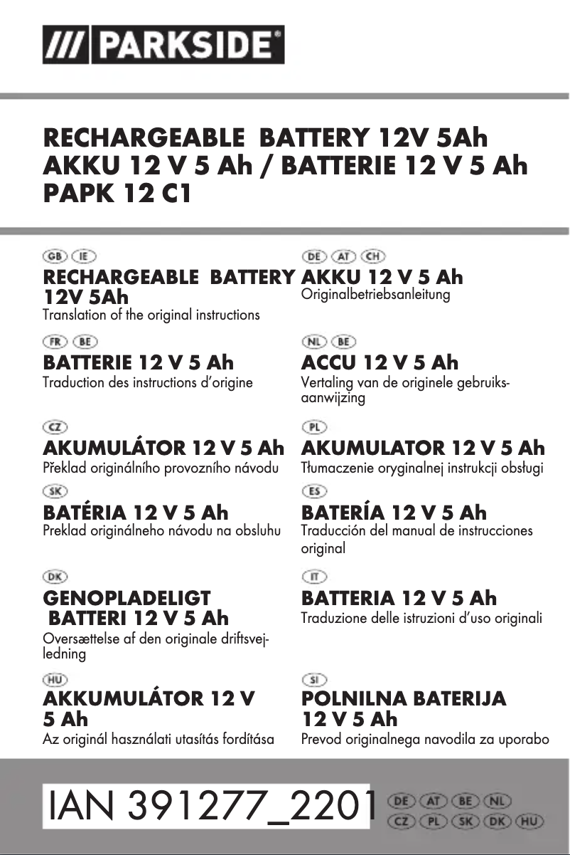 Page n°1 - Manuel utilisateur Parkside PAPK 12 D1