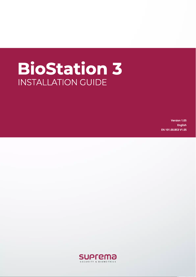 Page 1 de la notice Manuel utilisateur Suprema BioStation 3