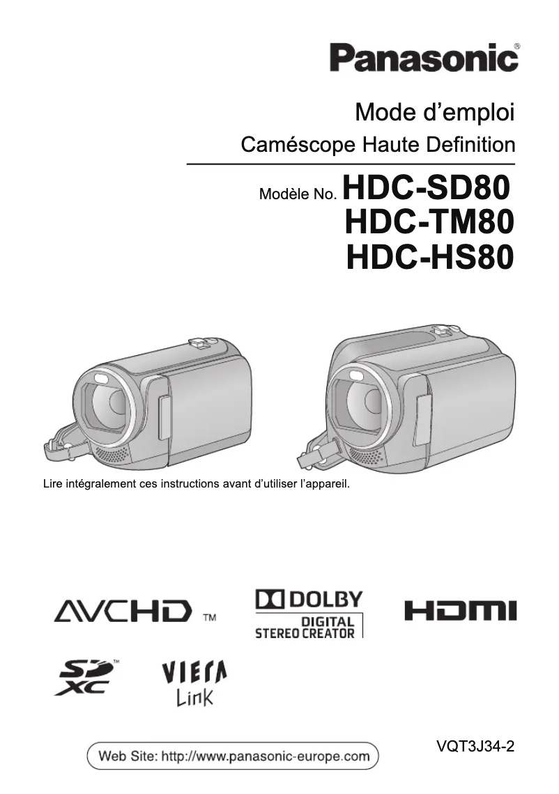 Image de la première page du manuel de l'appareil HDC-TM80