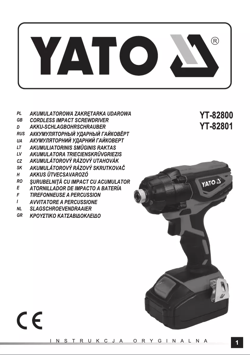 Page 1 de la notice Manuel utilisateur Yato YT-82800