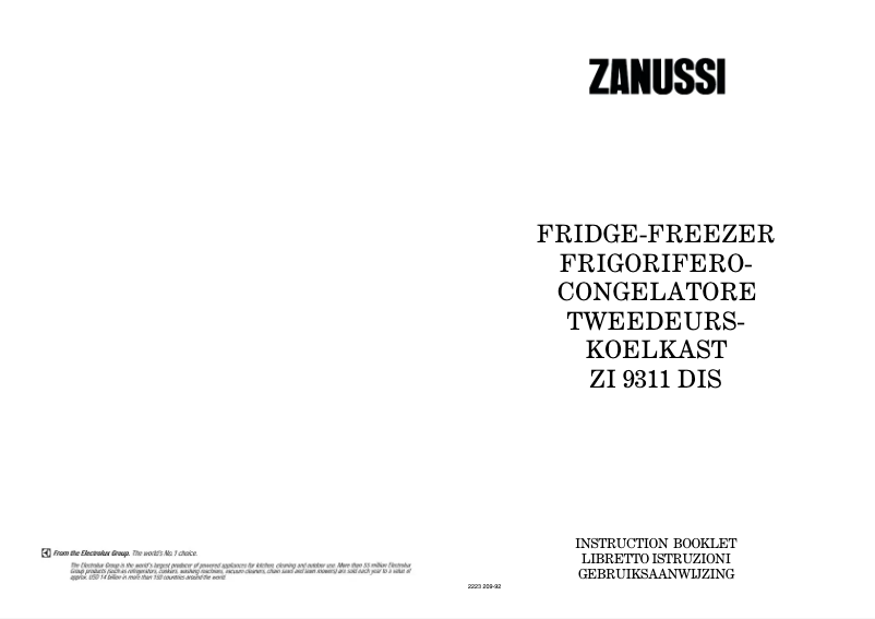 Page n°1 - Manuel utilisateur Zanussi ZI 9311 DIS