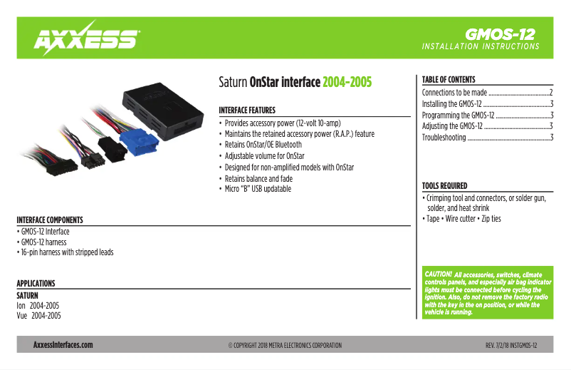 Image de la première page du manuel de l'appareil GMOS-12