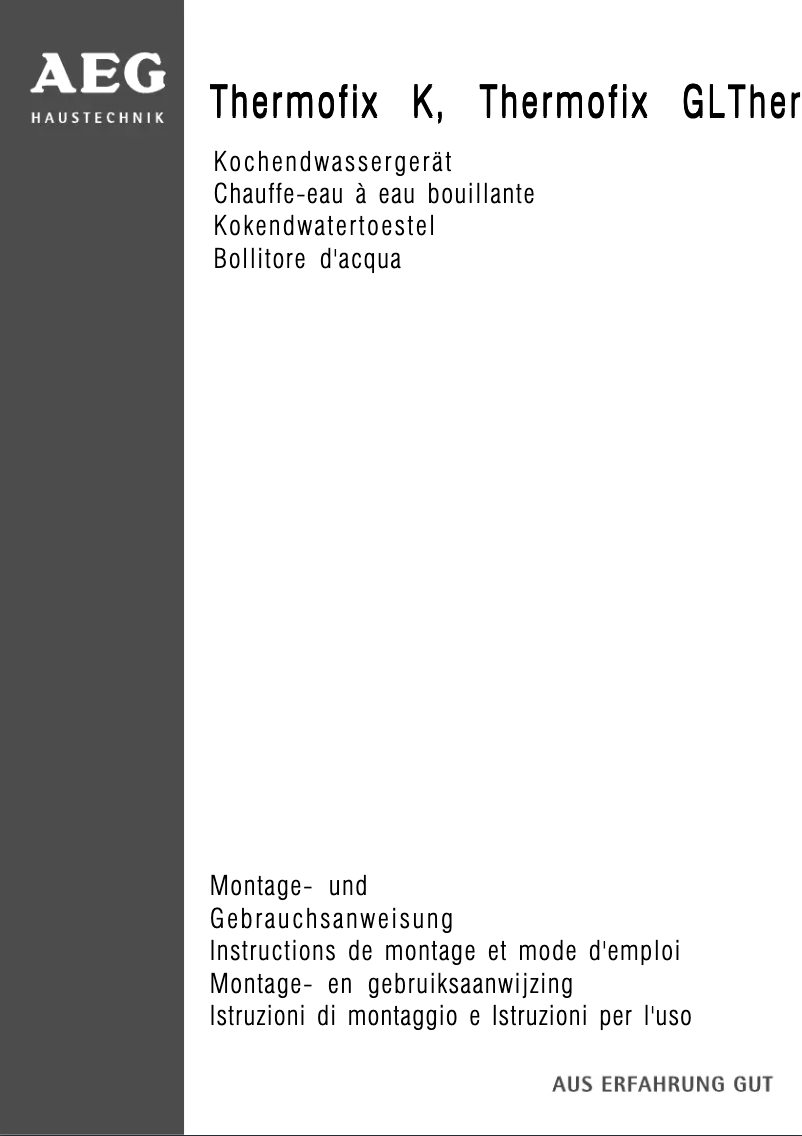 Page 1 de la notice Manuel utilisateur AEG Thermofix GL