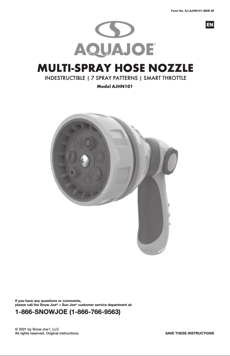 Página 1 del manual Manual de usuario Aqua Joe AJHN101